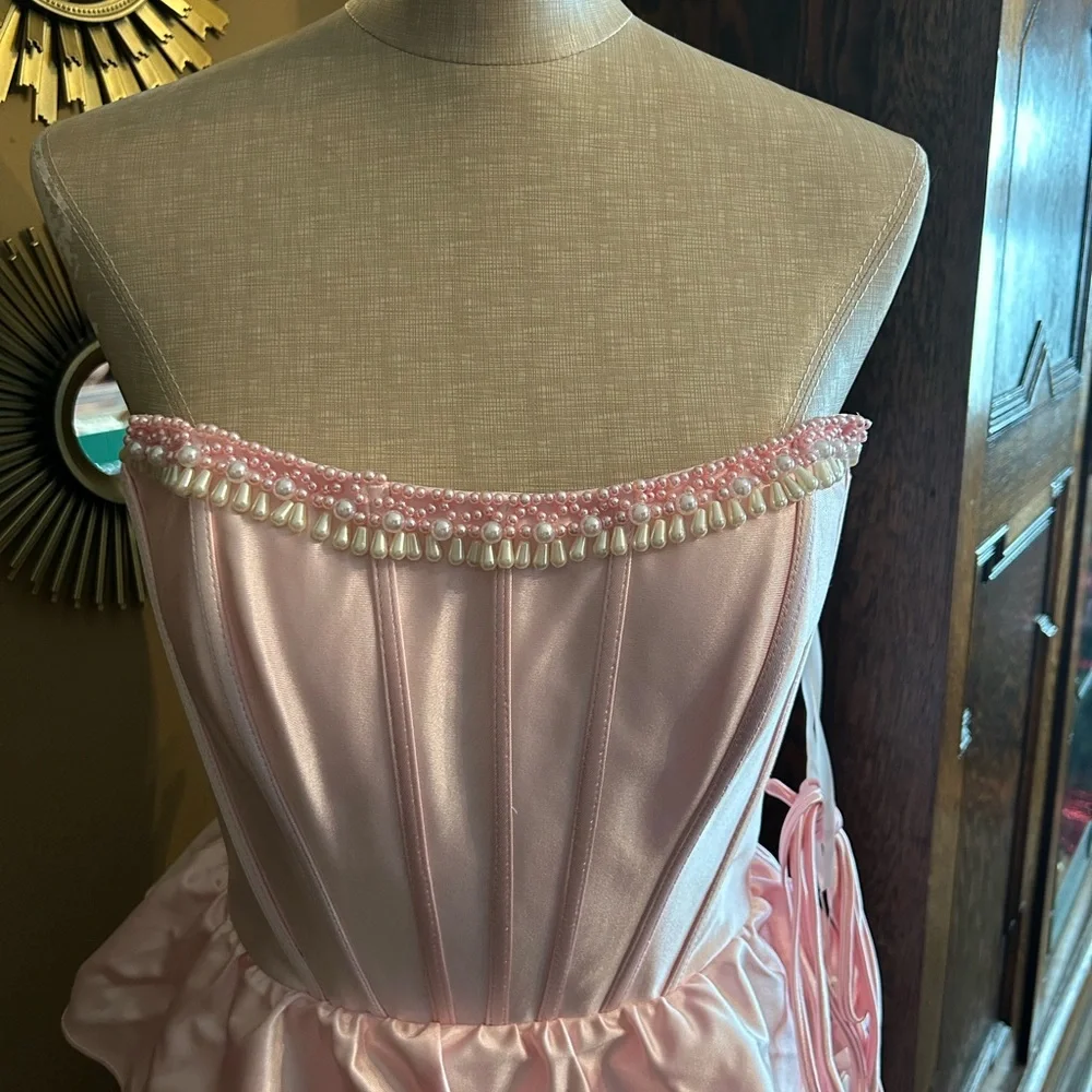 Stacees Pink Tiered Ruffle Maxi Dress - size 8 Prom NWT - Picture 8 of 13
